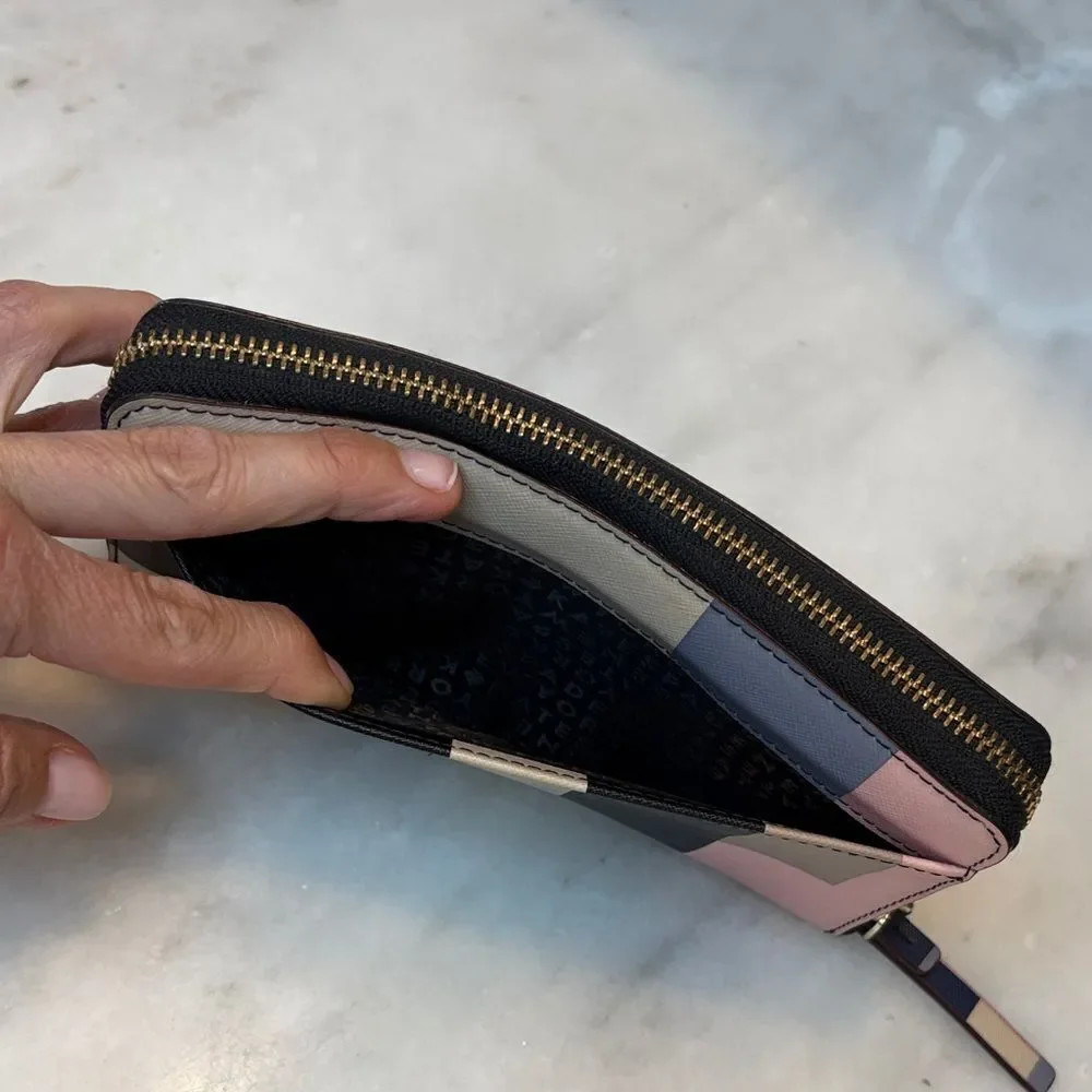 Kate Spade Wallet Leather Color block Saffiano Full Zip Continental Wallet